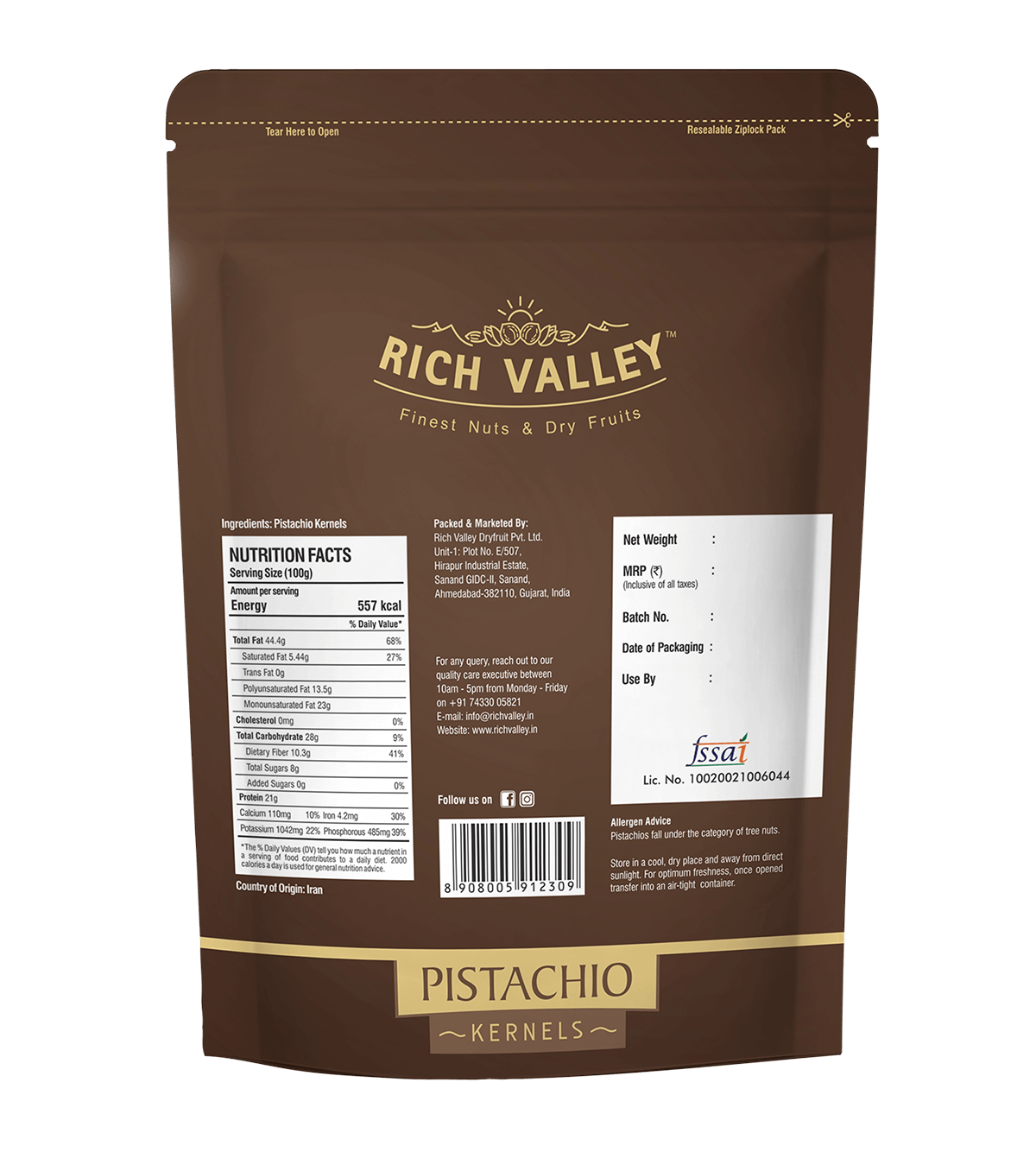 Iranian Pistachio Kernel , 200g Pouch