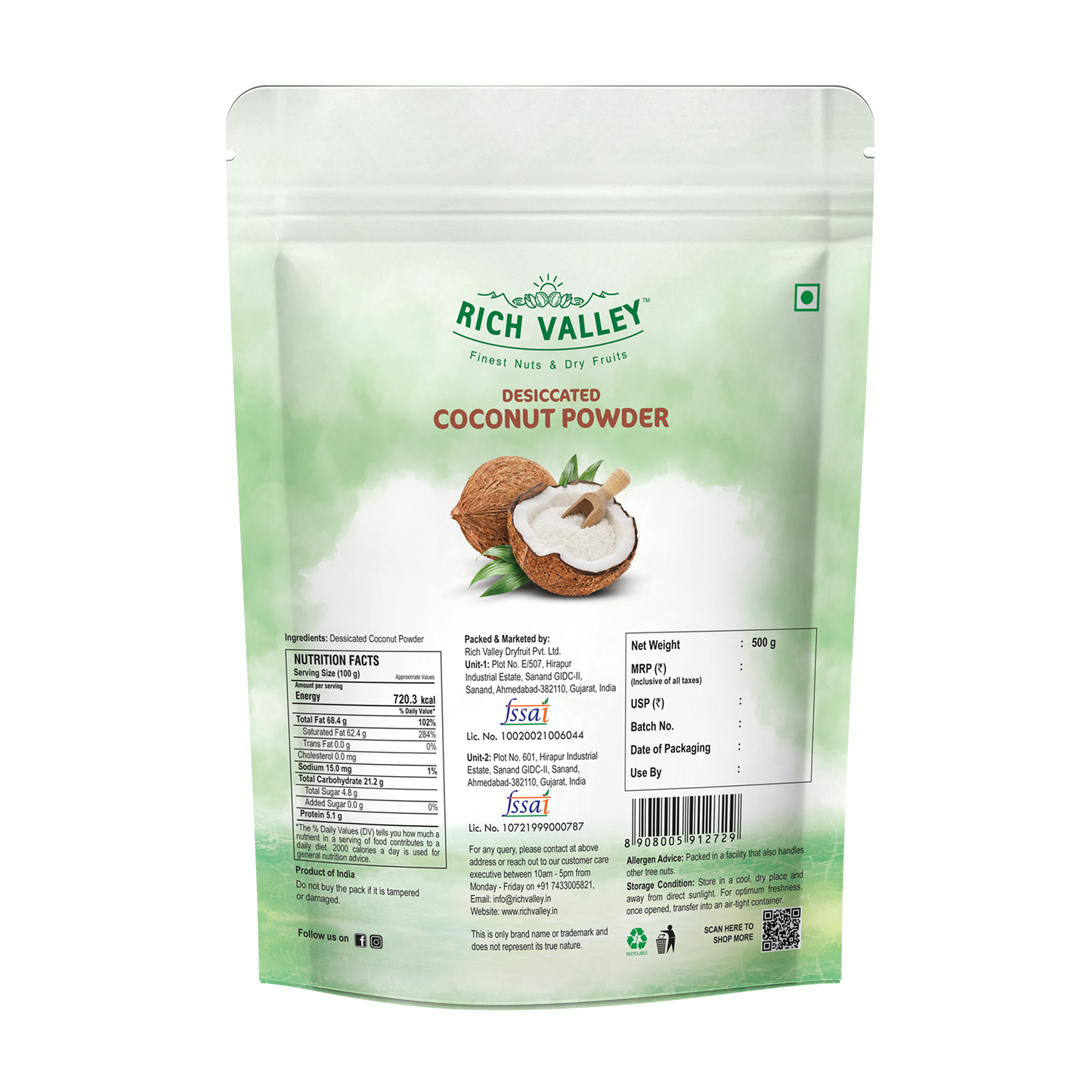 Desiccated Coconut Powder (500g)