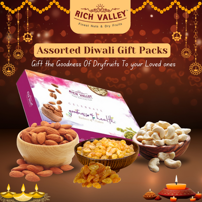 All Season Gift Box | Dry Fruits Gift Box- 750 Gm (Almonds- 250 gm, Cashews- 250 gm, Raisins- 250 gm)
