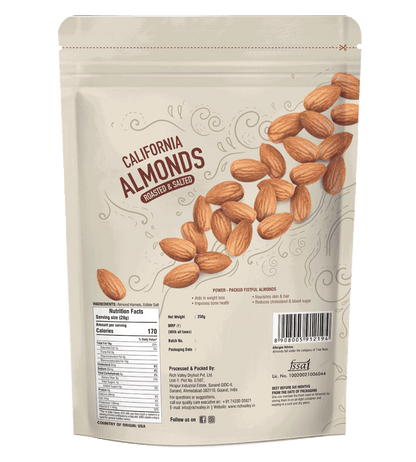 California Almond (Roasted & Salted), 250 gm Pouch