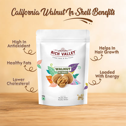 California Walnut In-shell, 500 gm Pouch