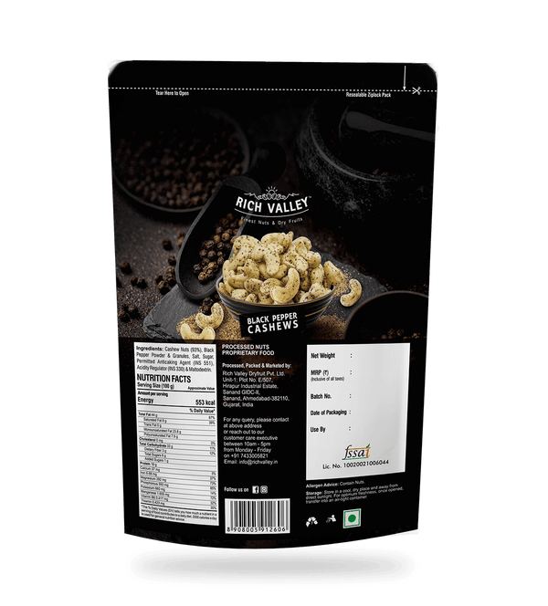 Cashew – Black Pepper (Roasted And Salted), 200gm Pouch