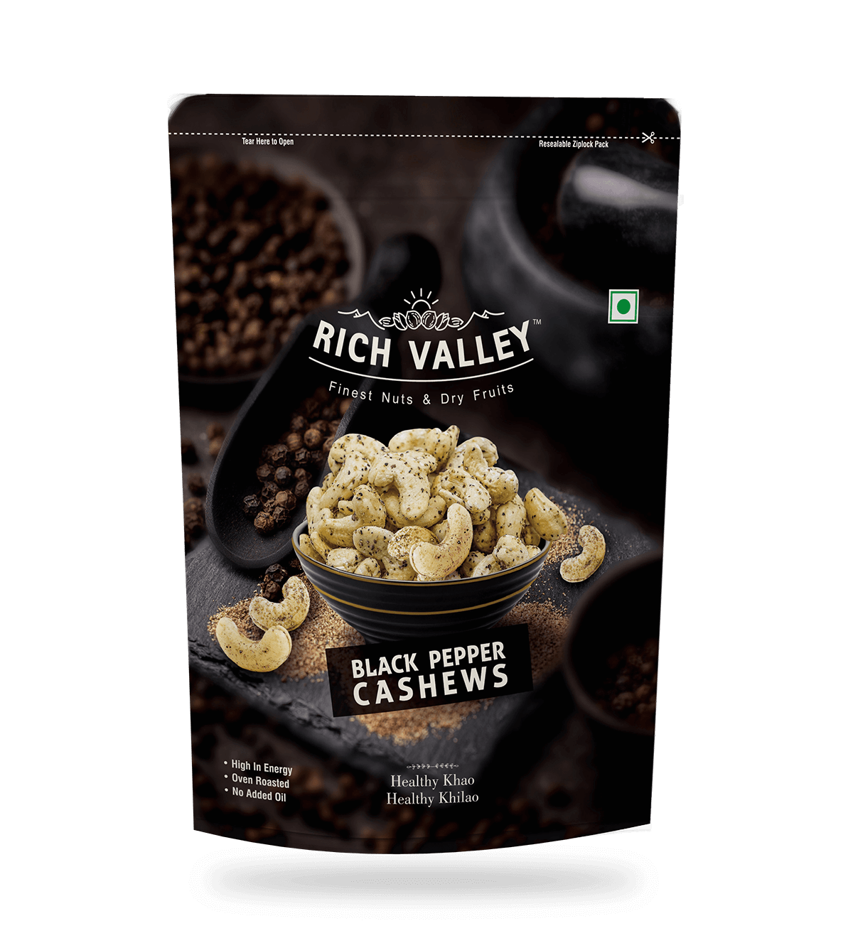 Cashew – Black Pepper (Roasted And Salted), 200gm Pouch