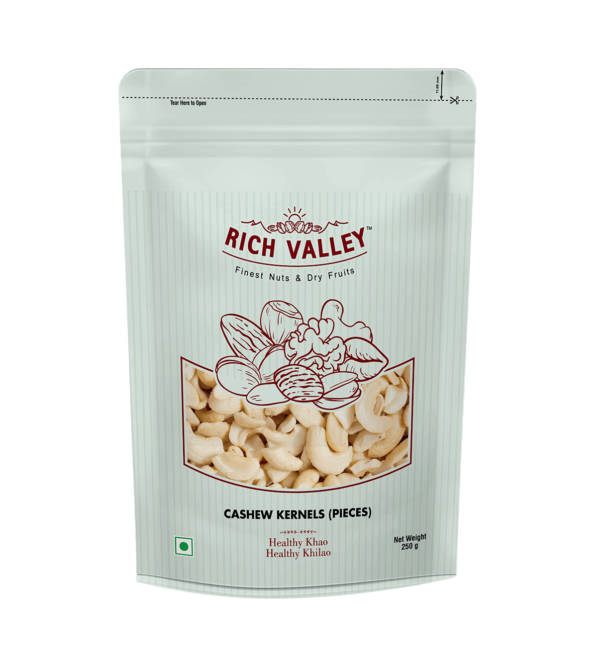 Cashew Kernels (Pieces), 250g Pouch