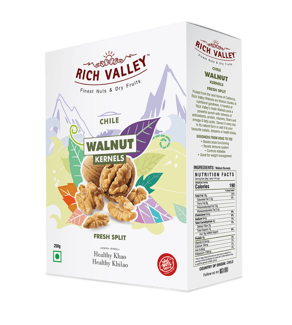 Chile Walnut Kernels (Fresh Splits), 250 gm Box