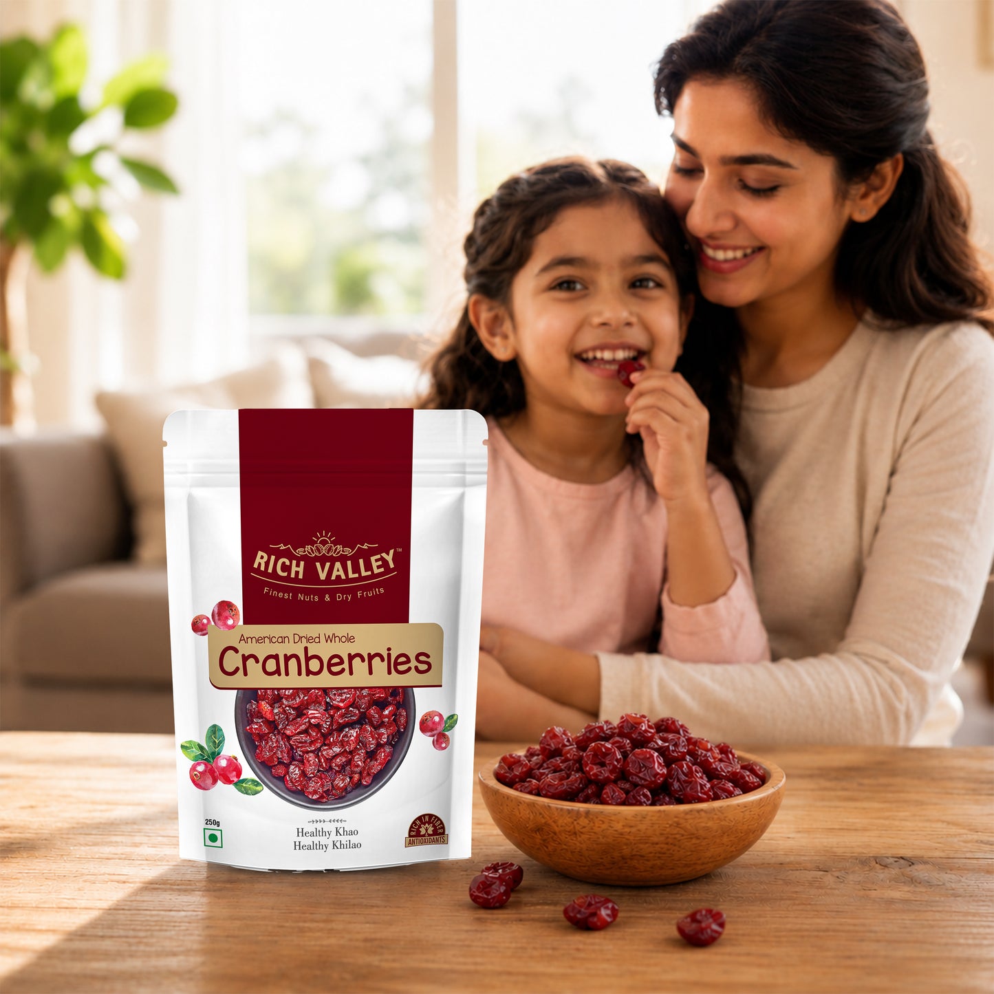 American Dried Whole Cranberries, 250 gm Pouch