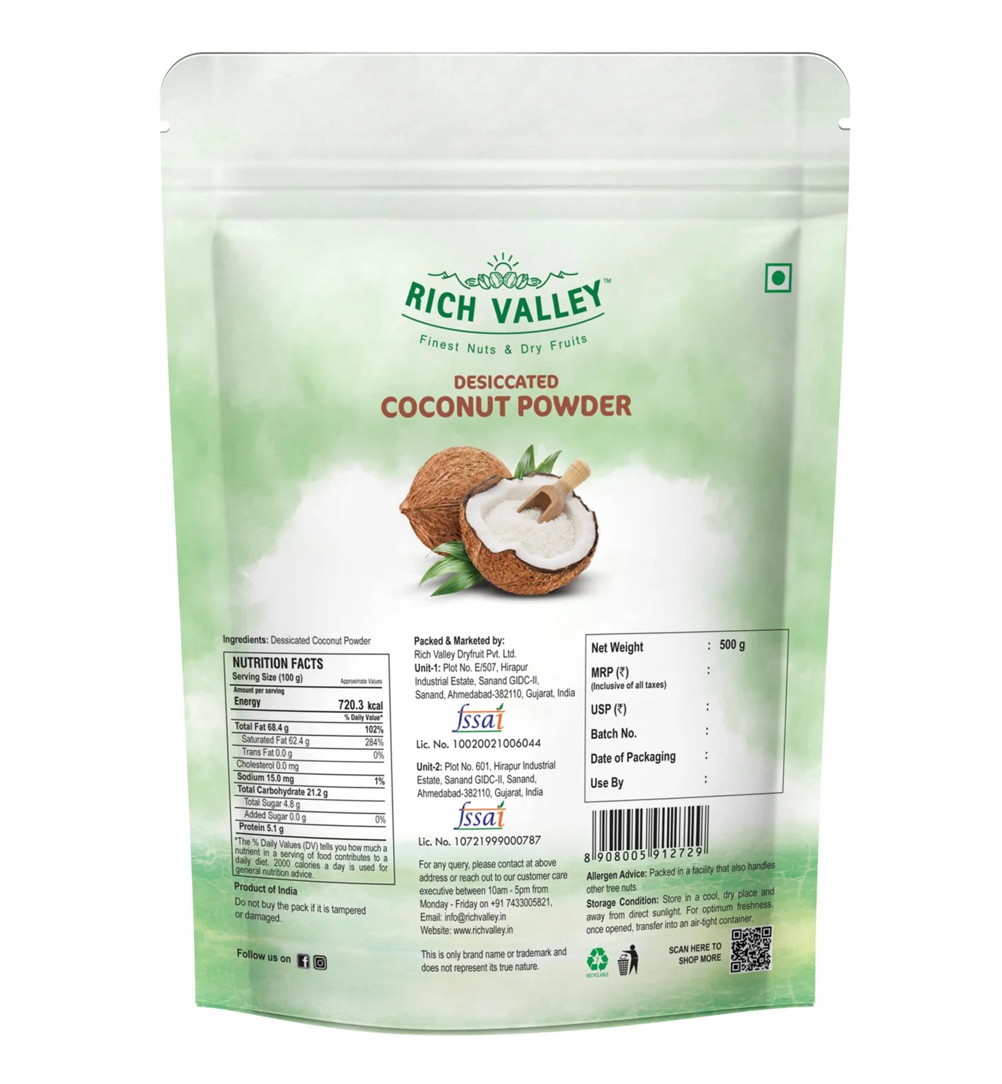 Desiccated Coconut Powder (500g)