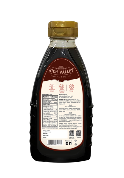 Rich Valley Date Syrup 400g - Back with Nutrition Facts