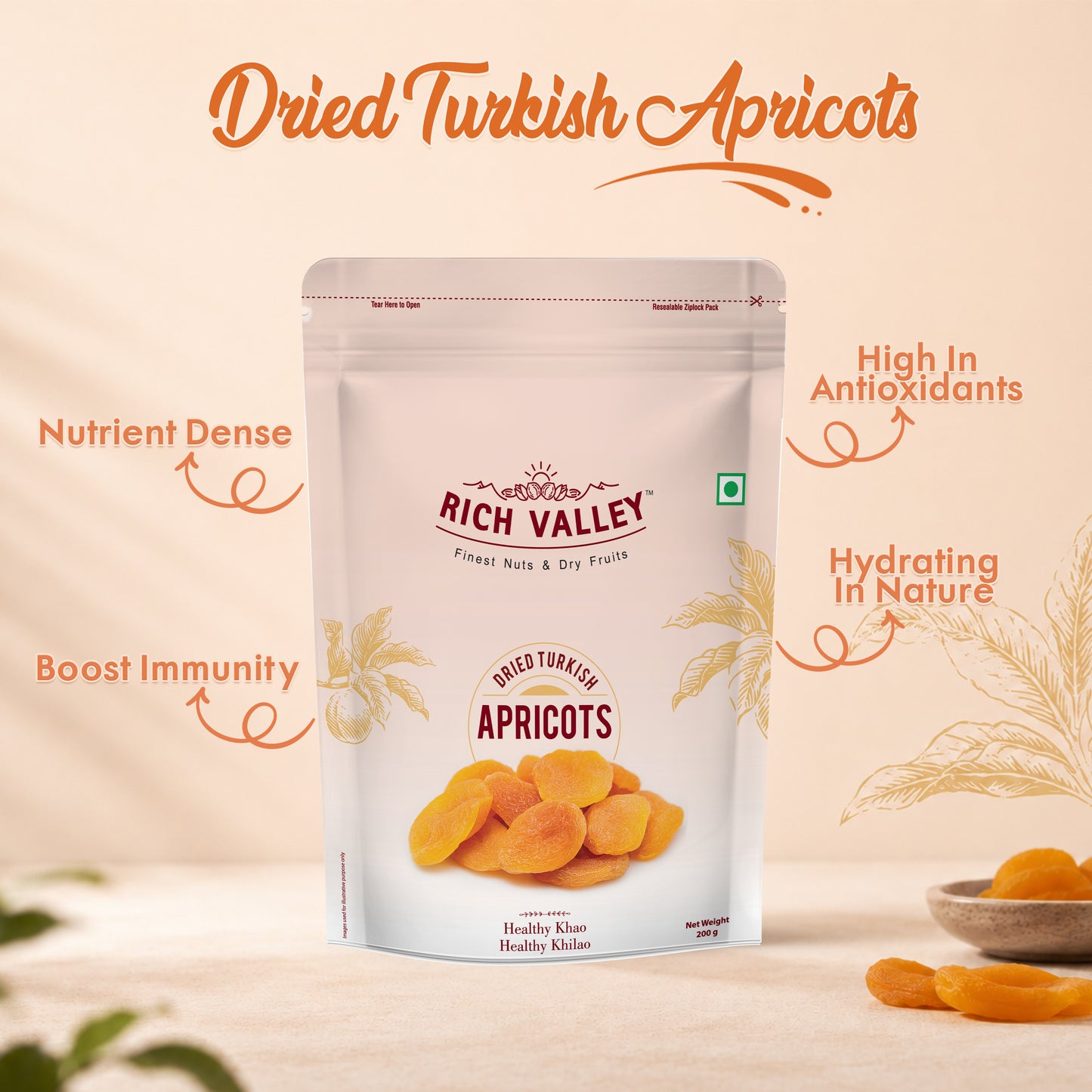 Turkish Apricot – 200gm Pouch