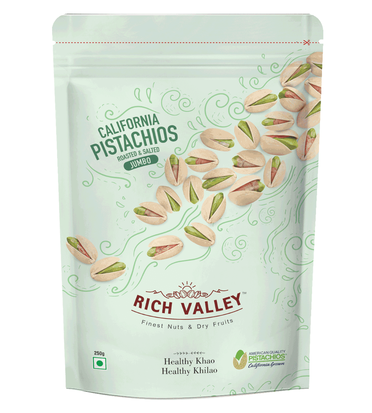 California Pistachio – Roasted & Salted (Jumbo), 250 gm Pouch