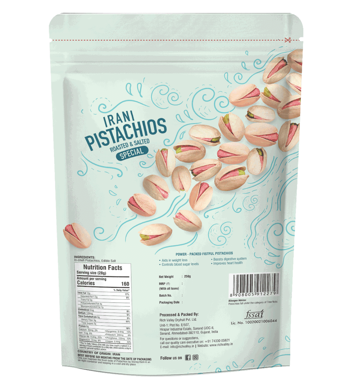 Irani Pistachio – Roasted & Salted (Special), 250 gm Pouch