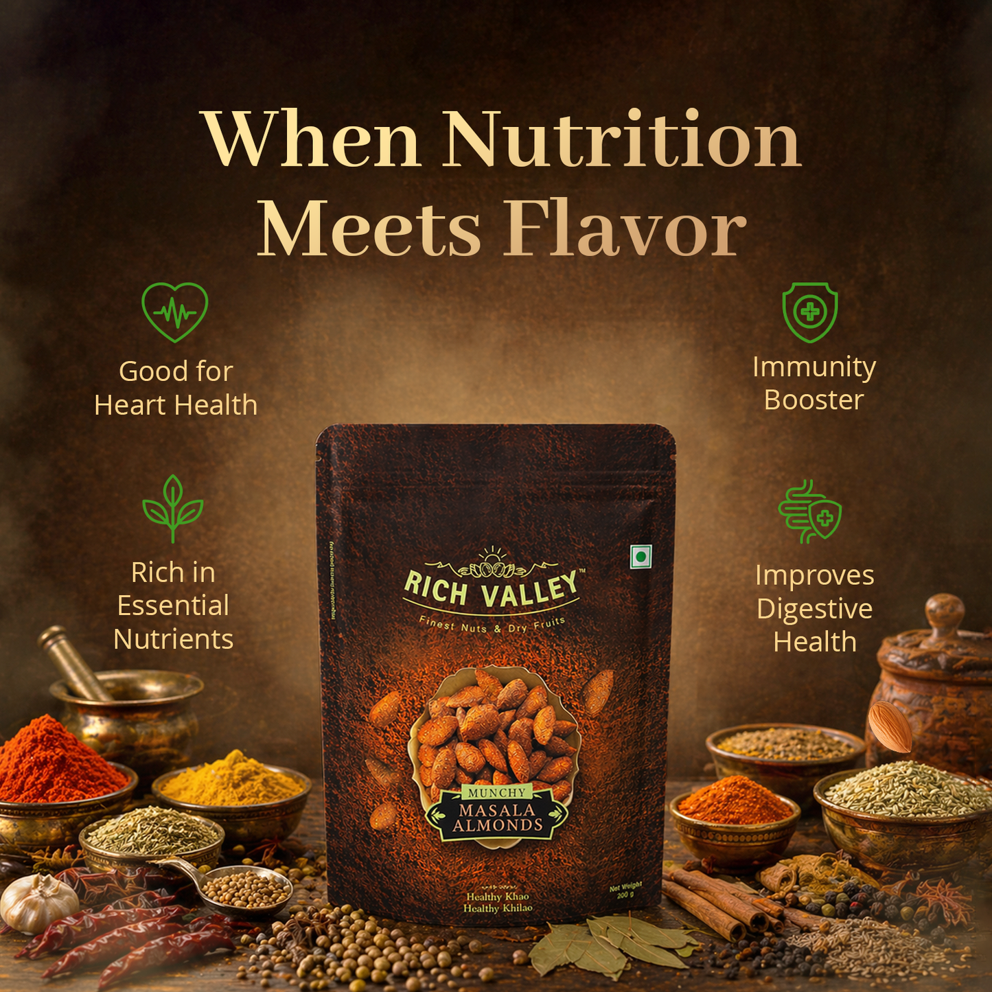 Munchy Masala Almonds 200gm Pouch