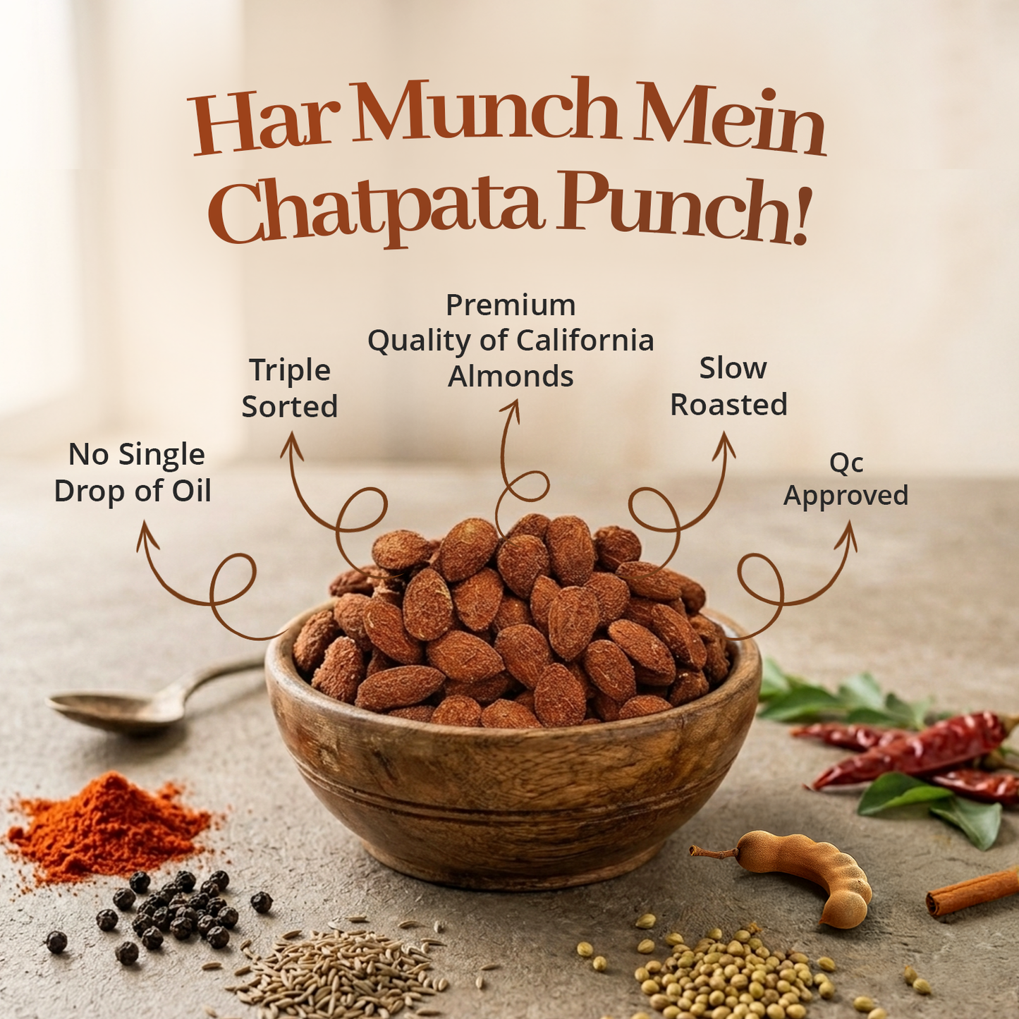 Munchy Masala Almonds 200gm Pouch