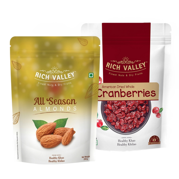 American Whole Dried Cranberries & All Season Almond (250g Each)