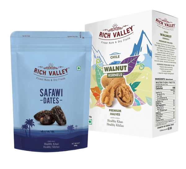 Safawi Dates & Walnut Kernels (Halves) (250g Each)