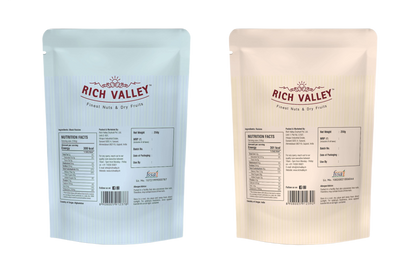 Two Rich Valley food product packages on white background