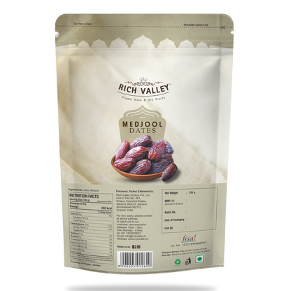 Rich Valley Medjool dates packaging on white background