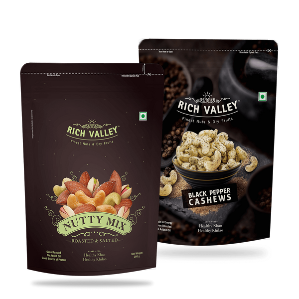 Nutty Mix & Cashew – Black Pepper (Roasted And Salted) (200g Each)