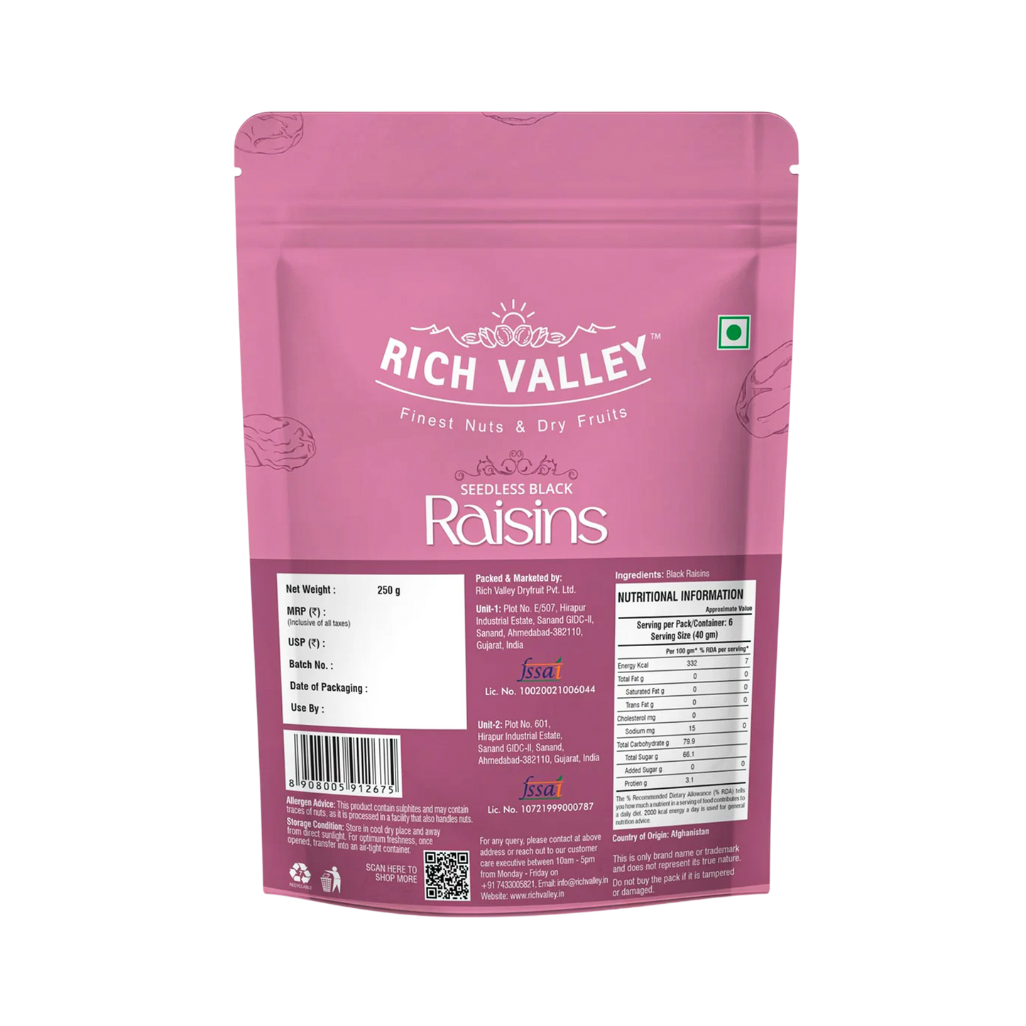 Black Raisins – Seedless