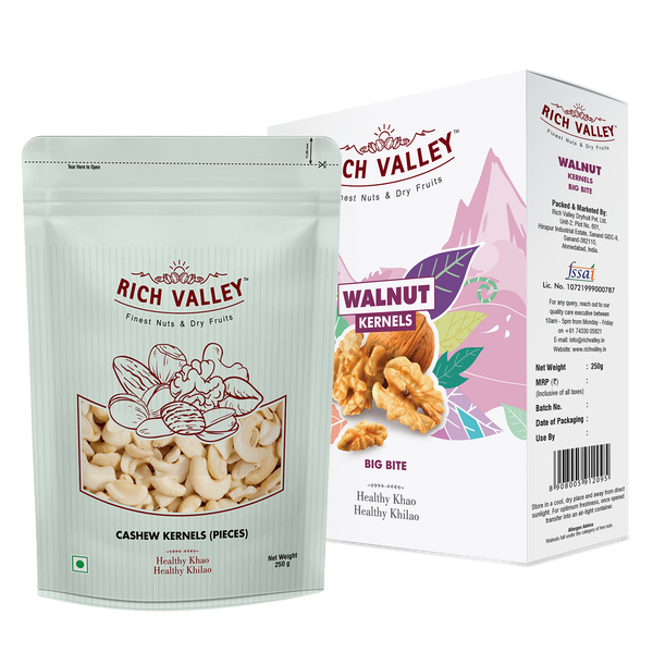 Cashew Pieces & California - Walnut Kernels (Big Bite) (250g Each)