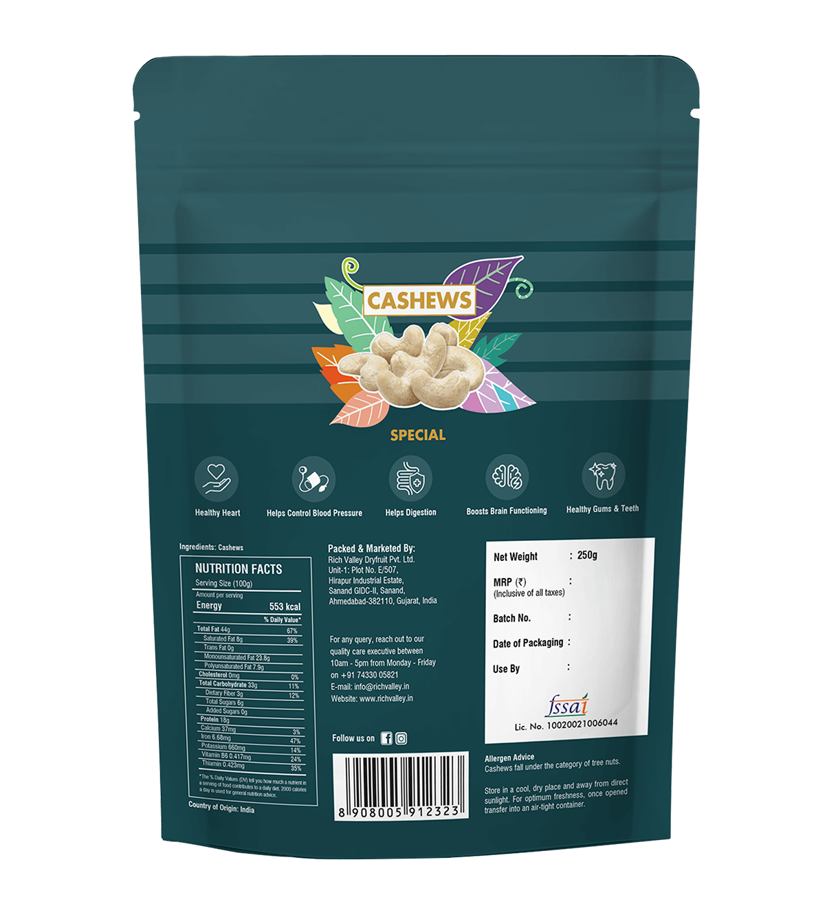 Cashews (Special), 250 gm Pouch