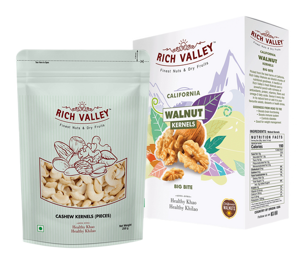 Cashew Pieces & Walnut Kernels (250g Each)
