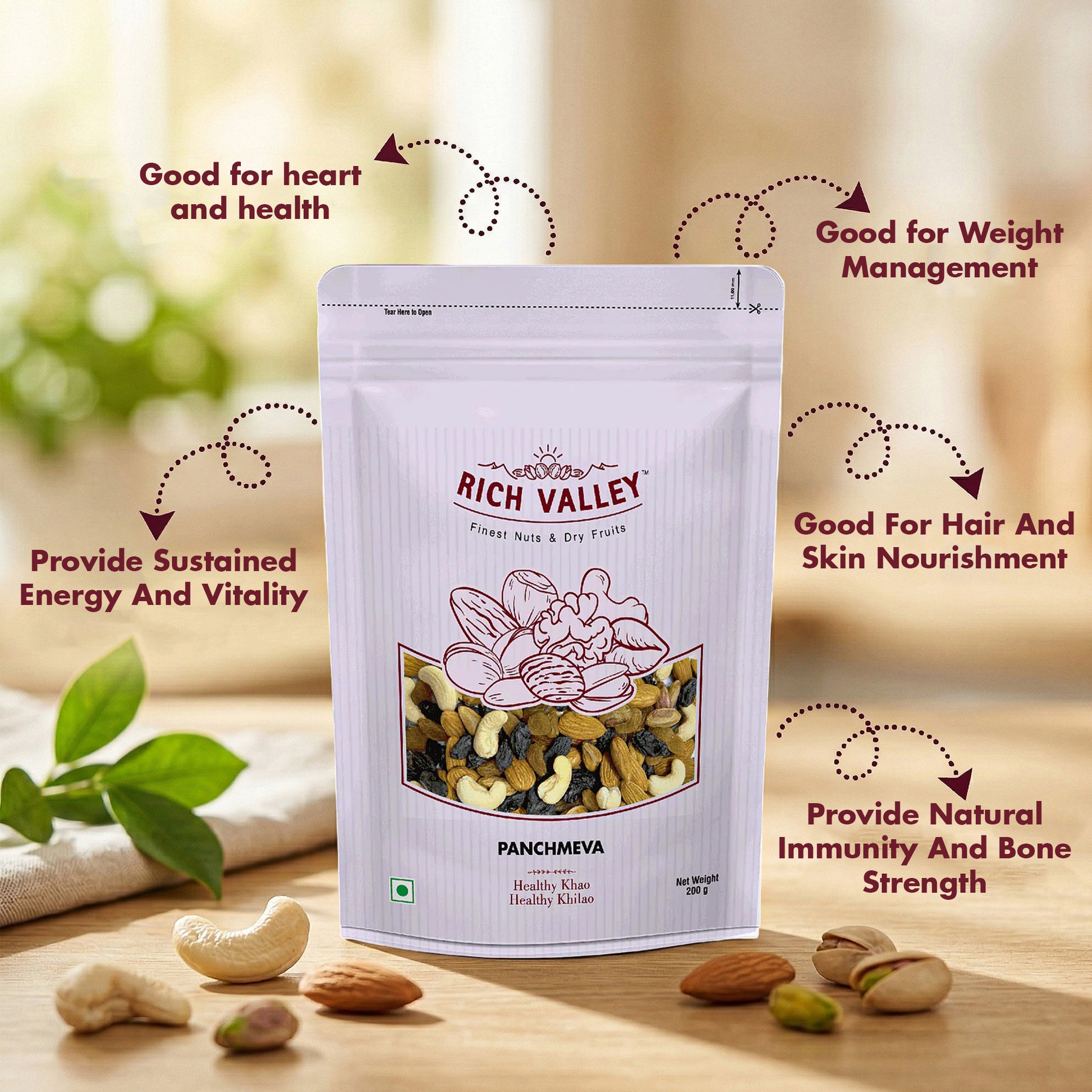 Panchmeva dry fruits benefits, with premium nuts and raisins for energy, heart health, and daily nutrition.