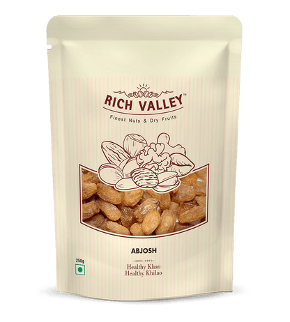 Rich Valley ABJOSH nuts packaging on black background