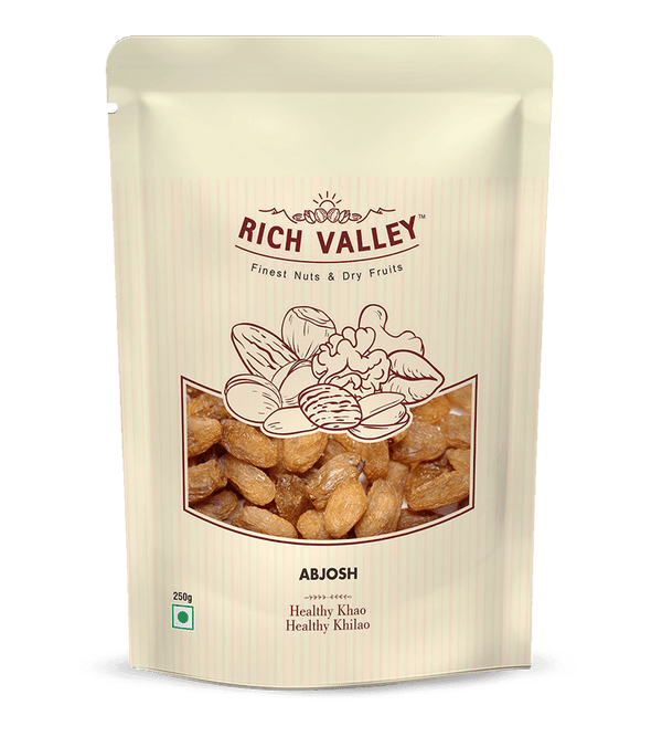 Rich Valley ABJOSH nuts packaging on black background