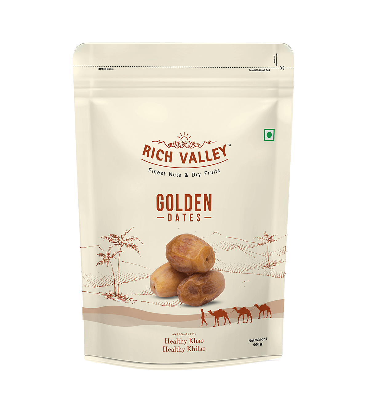 Rich Valley Golden Dates packaging on white background