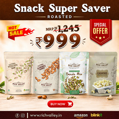 Snack Super Saver (Roasted) – Almond Roasted, Cashew Roasted, Pista Special, Seeds Mix