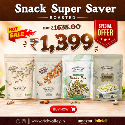 Snack Super Saver (Roasted) – Almond Roasted, Cashew Roasted, Pista Special, Seeds Mix