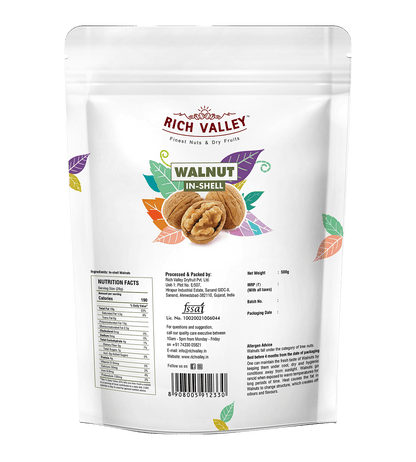 California Walnut In-shell, 500 gm Pouch