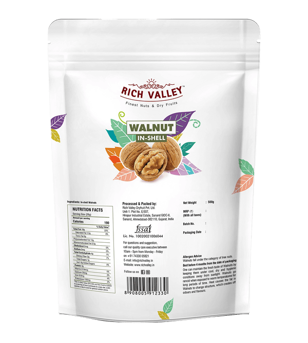 California Walnut In-shell, 500 gm Pouch