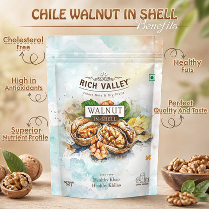 CHILE WALNUT IN SHELL 500GM POUCH